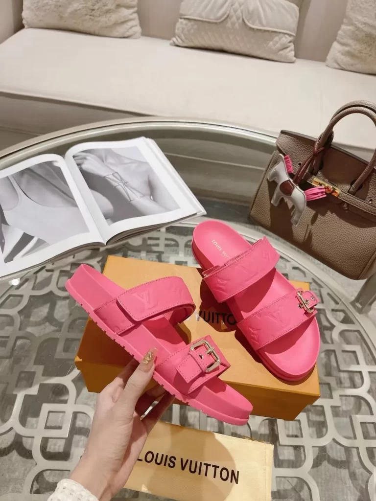 Pink-Replica-Louis-Vuitton-Flat-Sandals-replica-shoes